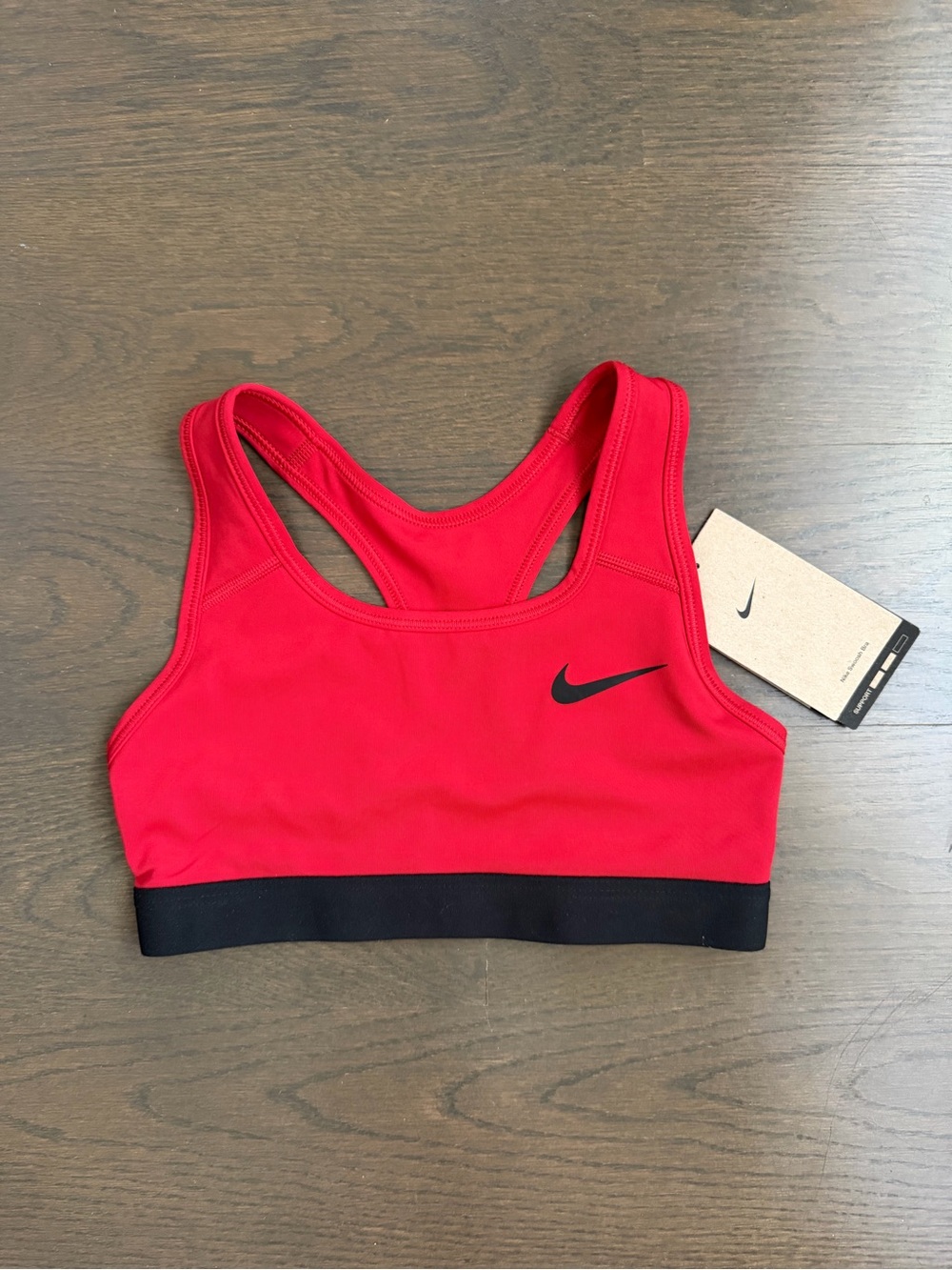 Nike Red Racerback Sports Bra with Black Contrast Band NWT